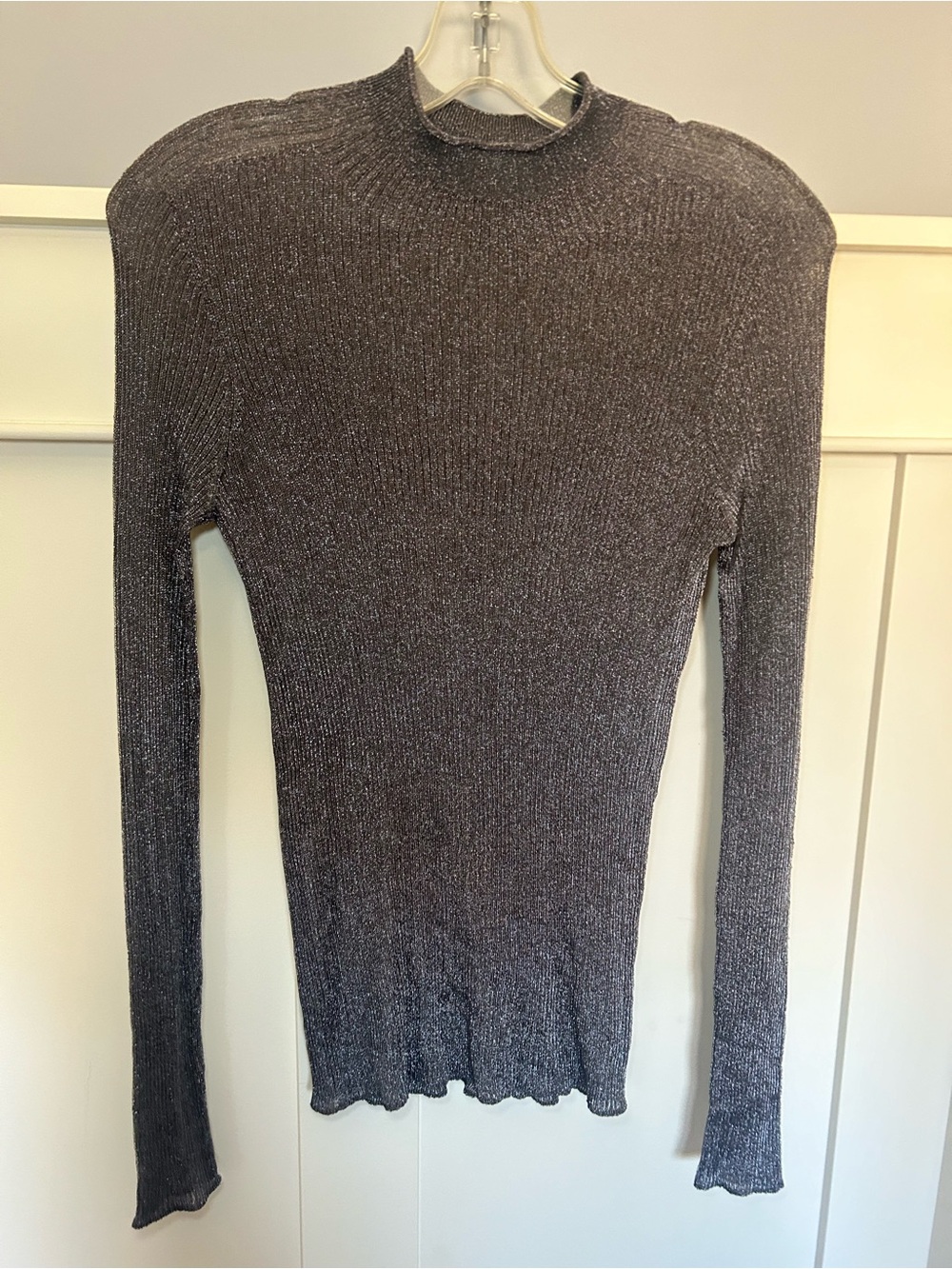 Vintage chainmail knit mesh fitted high neck long sleeve